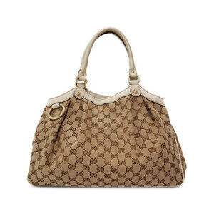 Gucci Sukey Tote bag GG monogram canvas leather trim White
